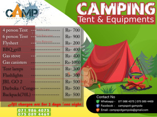 Camping Items For RENT