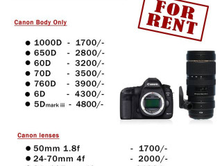 Canon, Nikon camera's and lenses for rent
